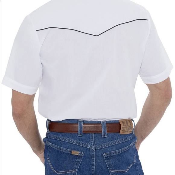 - Short Sleeve Western Shirt Contrast Piping,Small - Picture 2 of 2